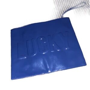 Fashion Mystic blue glossy Lucky Embossed oversized clutch  Bag
